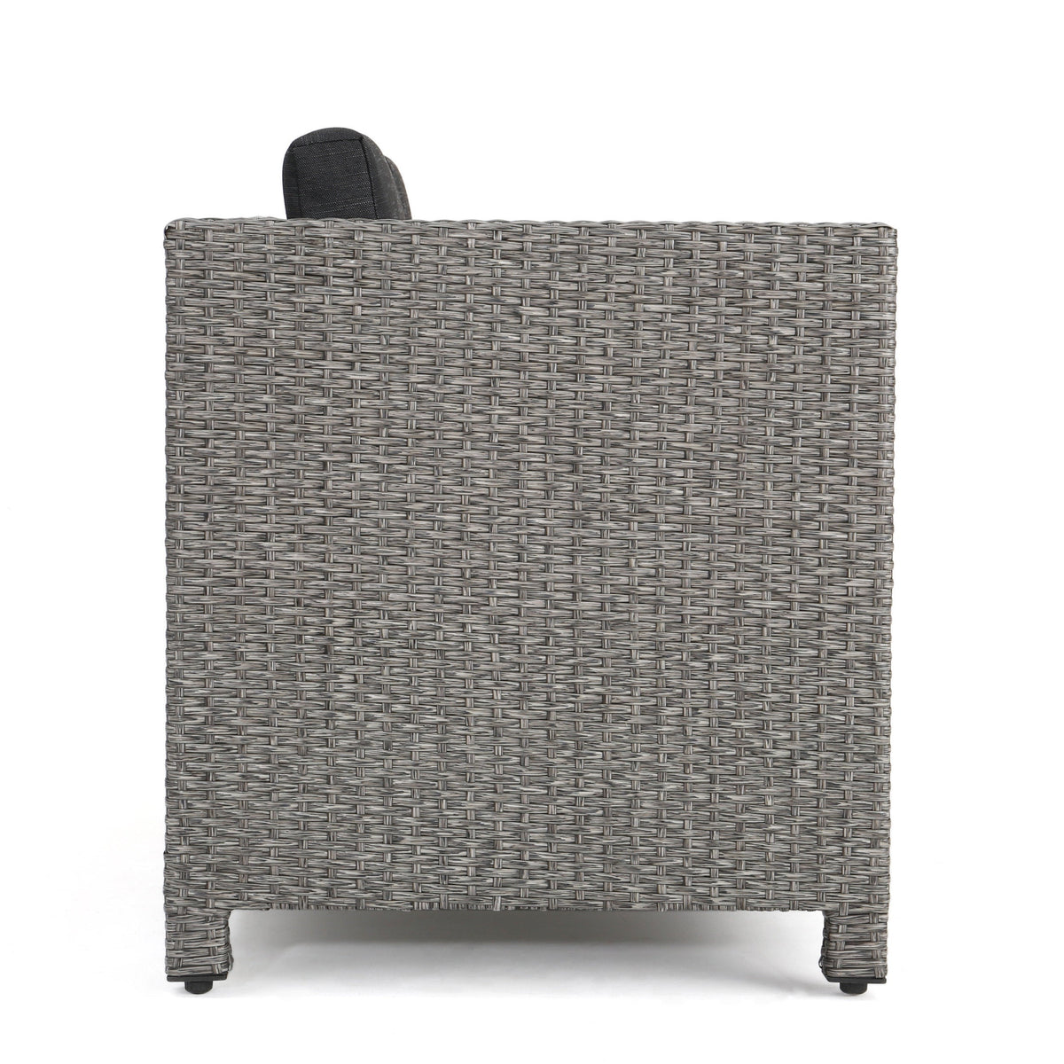 Puerta 4-Piece Outdoor Furniture Set, dark gray wicker sofa with back cushion and casters on Tampa Home & Garden Store