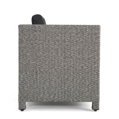 Puerta 4-Piece Outdoor Furniture Set, dark gray wicker sofa with back cushion and casters on Tampa Home & Garden Store