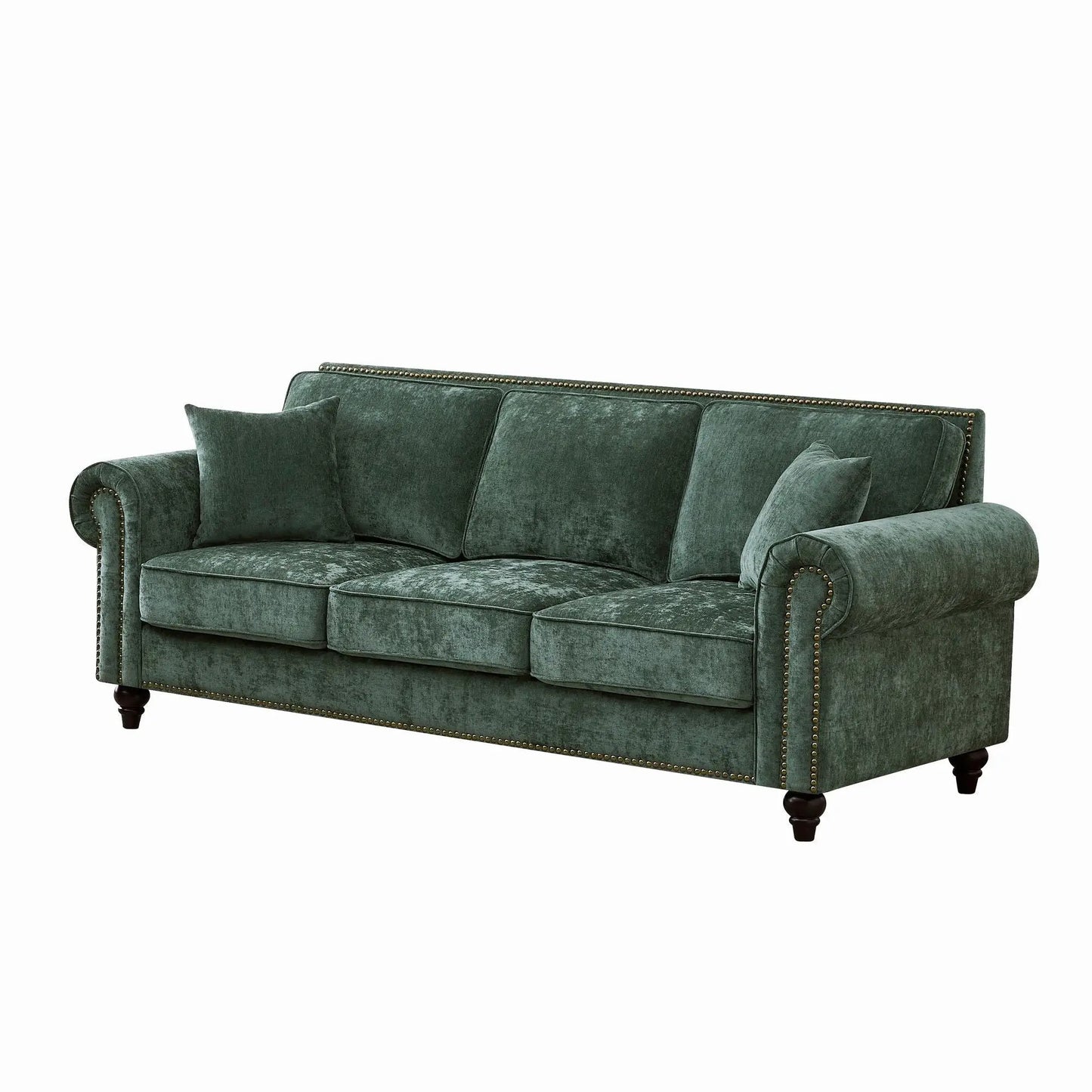 3 Seater green velvet sofa with tufted upholstery, rolled arms by Unique Piece Furniture on Tampa Home & Garden Store