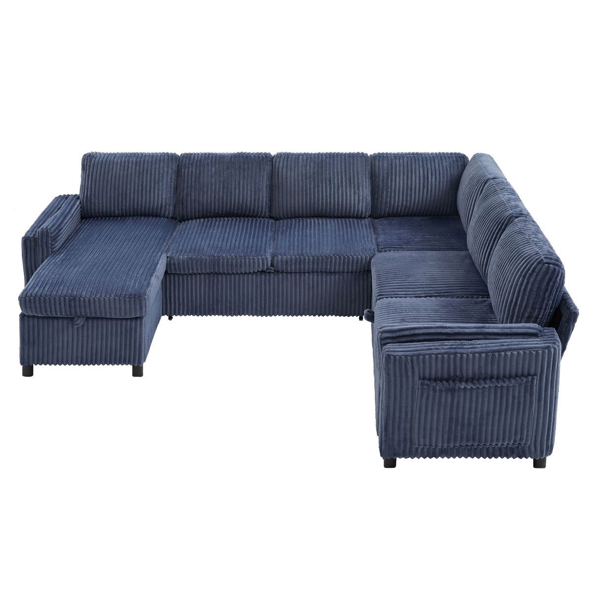 Convertible UShaped Sectional Sofa Bed HouseOfZazla blue corduroy upholstery on Tampa Home & Garden Store