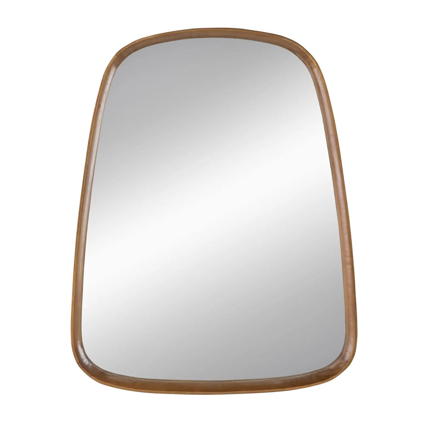 Irregular Wood Frame Mirror for Living Room Brown