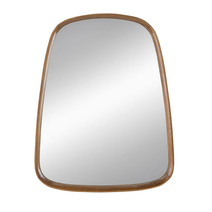 Irregular Wood Frame Mirror for Living Room Brown