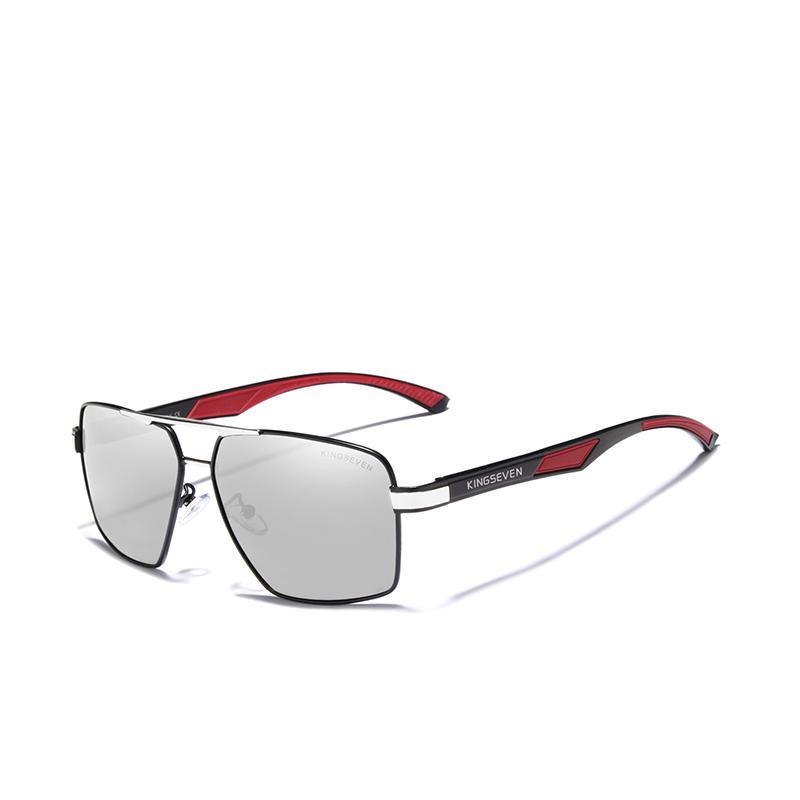 Sunglasses Kingsseven aluminum men's with mirrored lenses and red temple accents on Tampa Home & Garden Store