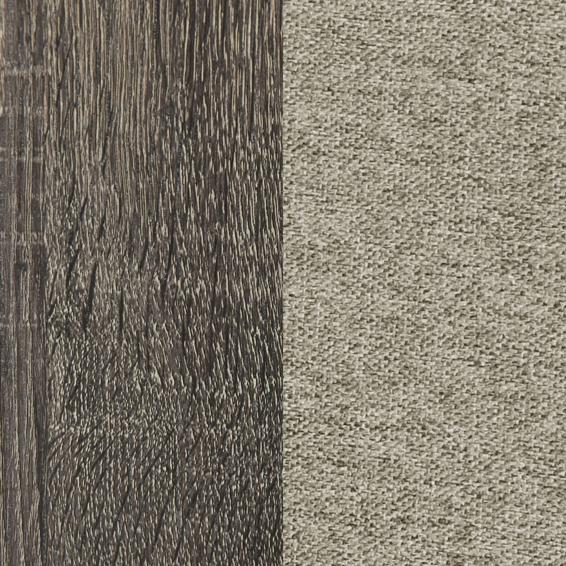 Funston queen bed brown oak finish with dark wood grain beside beige carpet HouseOfZazla on Tampa Home & Garden Store