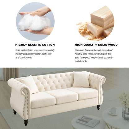Chesterfield Sofa With Nailhead Trim and Cushions