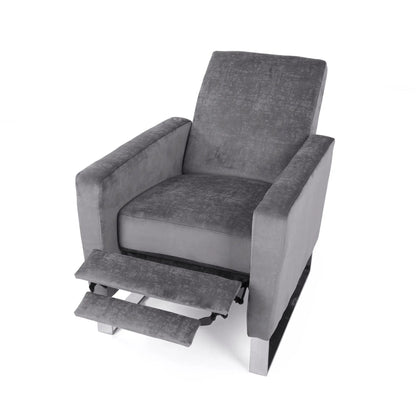 Bolt upholstered recliner chair with gray fabric and stainless steel base on Tampa Home & Garden Store