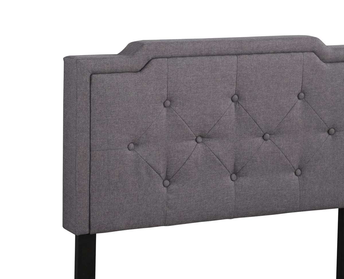 Button tufted upholstered bed headboard in gray fabric by HouseOfZazla on Tampa Home & Garden Store