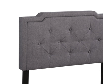Button tufted upholstered bed headboard in gray fabric by HouseOfZazla on Tampa Home & Garden Store