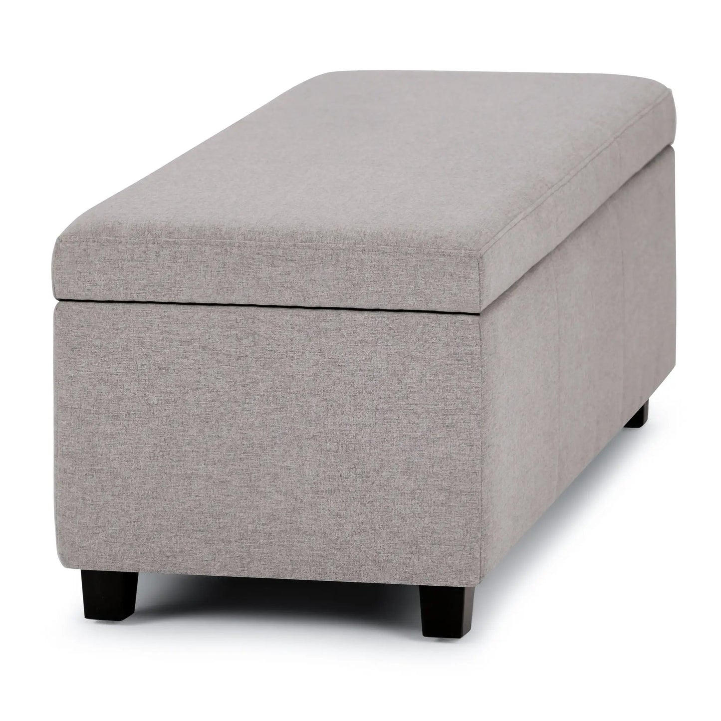 Avalon Multifunctional Storage Ottoman Bench gray linen with dark wood legs on Tampa Home & Garden Store