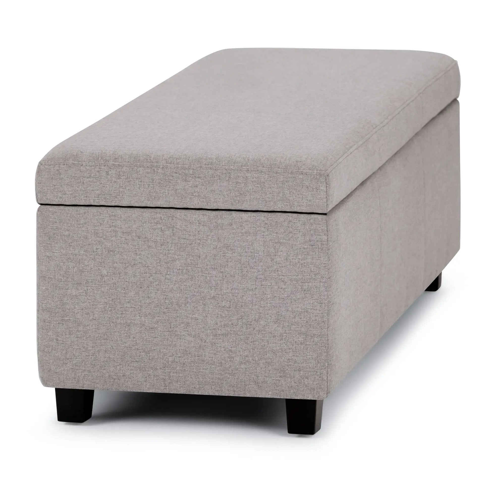 Avalon Multifunctional Storage Ottoman Bench gray linen with dark wood legs on Tampa Home & Garden Store