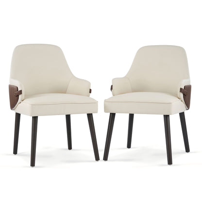 Indoor Dining Chair Set of 2 beige/brown with ergonomic armrests by HouseOfZazla on Tampa Home & Garden Store