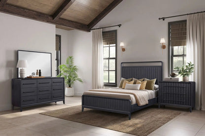 Design Open Panel Bed by Unique Piece Furniture in dark espresso finish with slatted headboard on Tampa Home & Garden Store