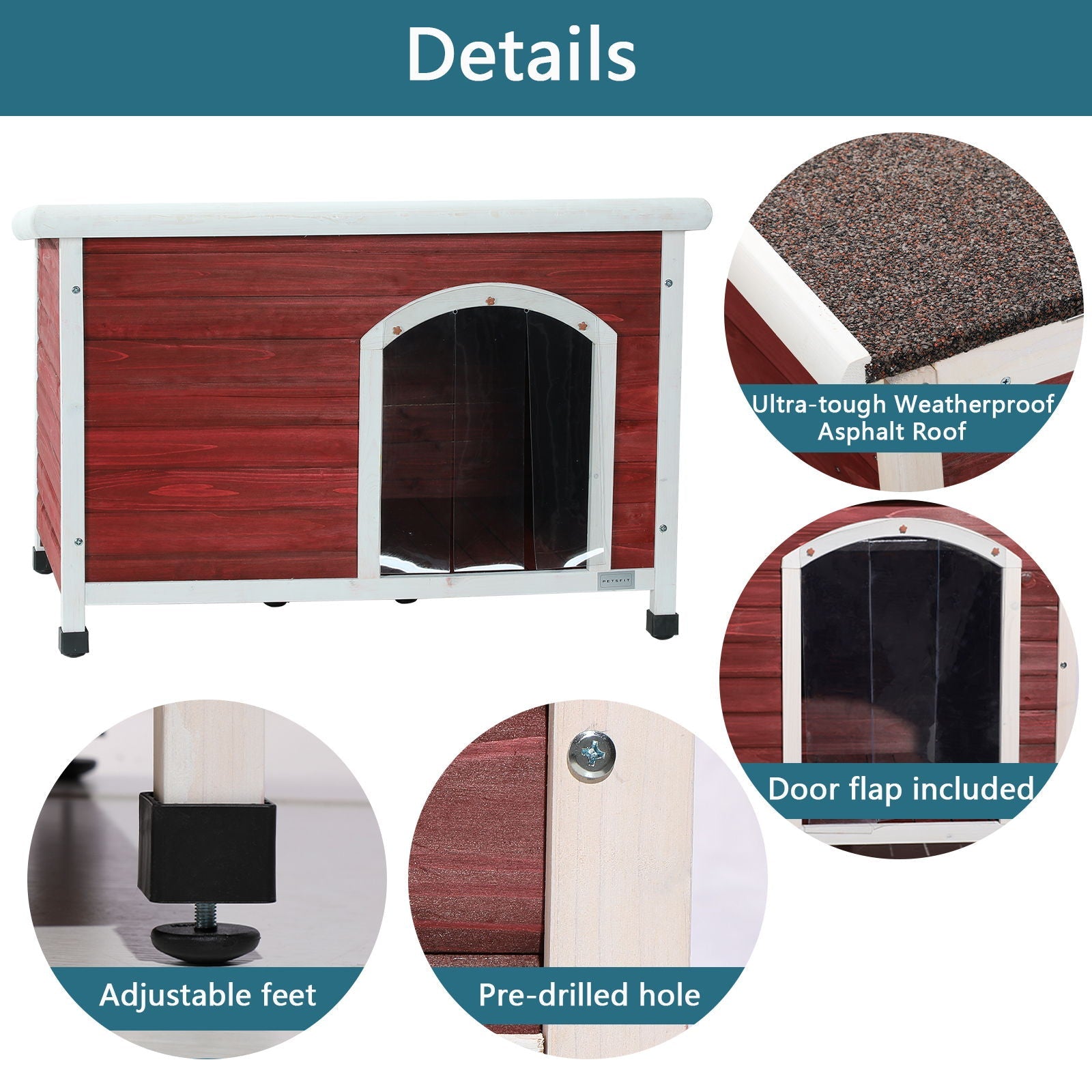 Medium wooden dog house by HouseOfZazla with waterproof roof elevated floor adjustable feet on Tampa Home & Garden Store