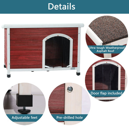 Medium wooden dog house by HouseOfZazla with waterproof roof elevated floor adjustable feet on Tampa Home & Garden Store