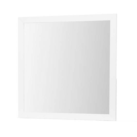 White mirror with sleek frame and acrylic hardware, 39.56 in W, HouseOfZazla mirrors on Tampa Home & Garden Store