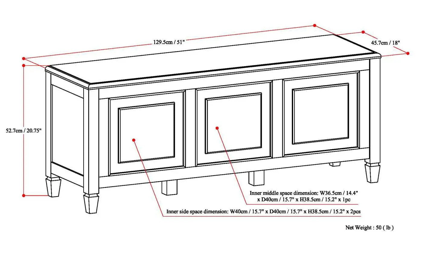 Connaught Handcrafted Storage Bench Trunk