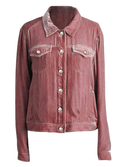 Stevvex trucker jacket in faded red denim with chest pockets, button front, relaxed fit on Tampa Home & Garden Store