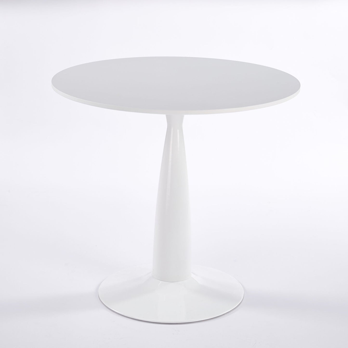 Round White Kitchen Table with Metal Base