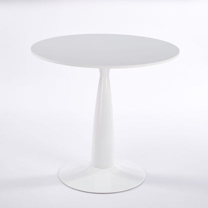 Round White Kitchen Table with Metal Base