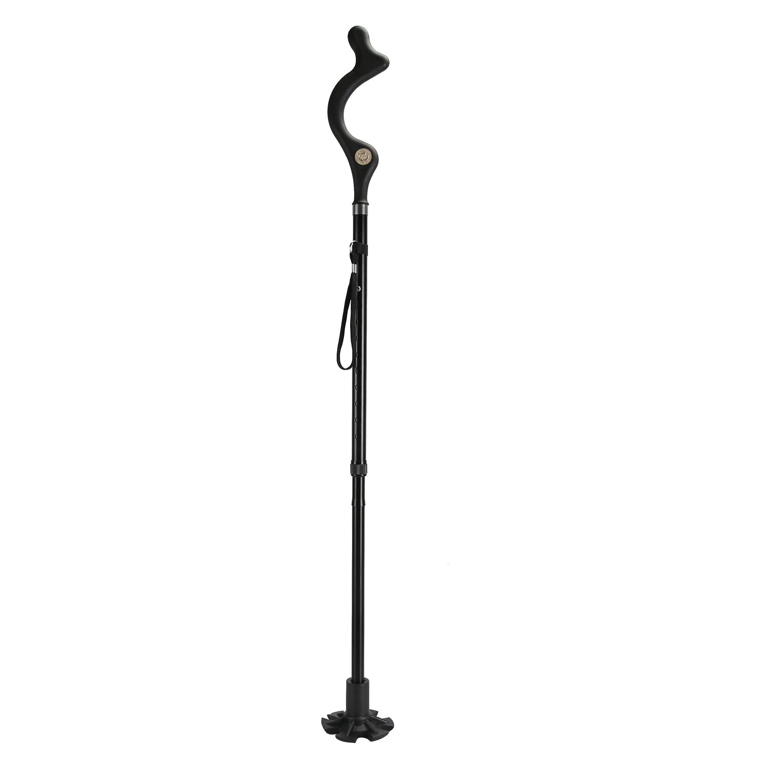 GemGear posture walking cane with curved handle, black collapsible, 10-height adjustable on Tampa Home & Garden Store