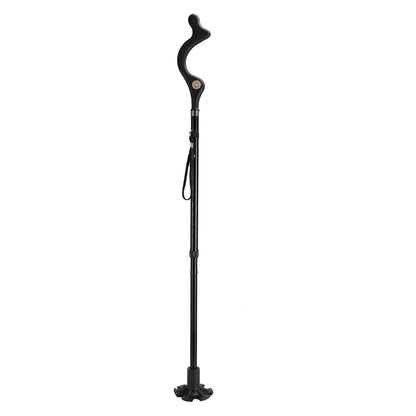 GemGear posture walking cane with curved handle, black collapsible, 10-height adjustable on Tampa Home & Garden Store