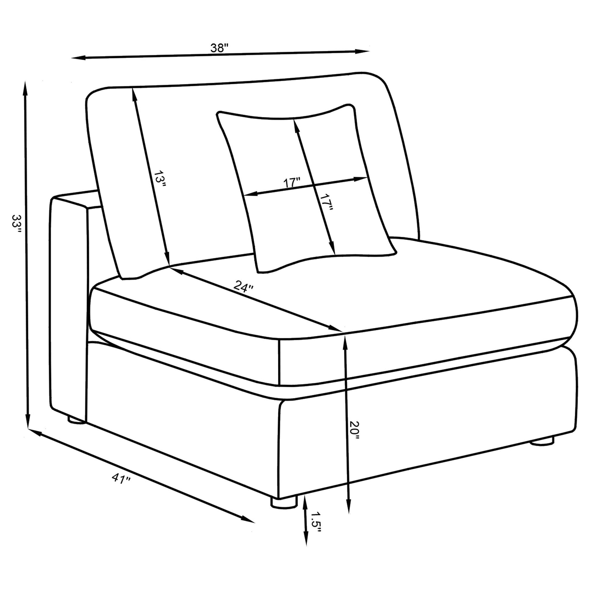 Rhette upholstered sectional, 2-piece living room set by HouseOfZazla, schematic with inches on Tampa Home & Garden Store
