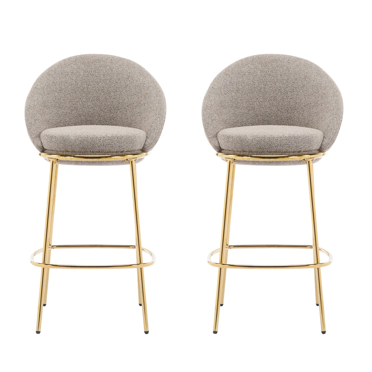 Celano Upholstered Barstool Set of 2 gray fabric with gold metal legs by HouseOfZazla on Tampa Home & Garden Store