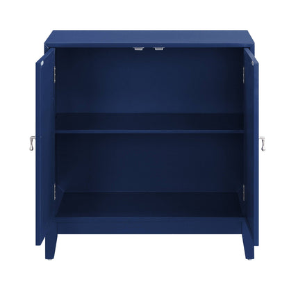 Einstein blue console cabinet with open doors and interior shelf HouseOfZazla on Tampa Home & Garden Store