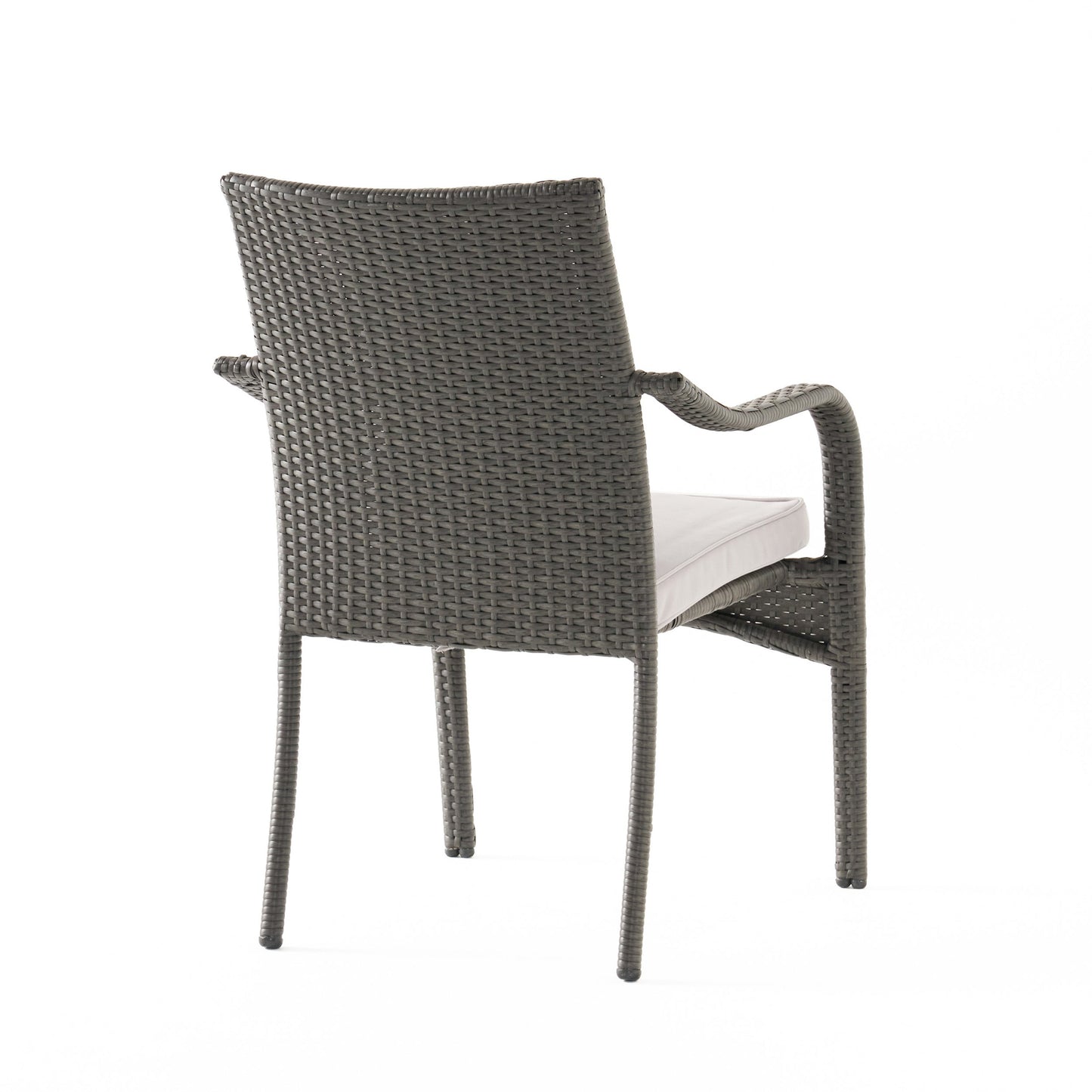 4 Outdoor PE Rattan Stack Chairs with Iron Frame