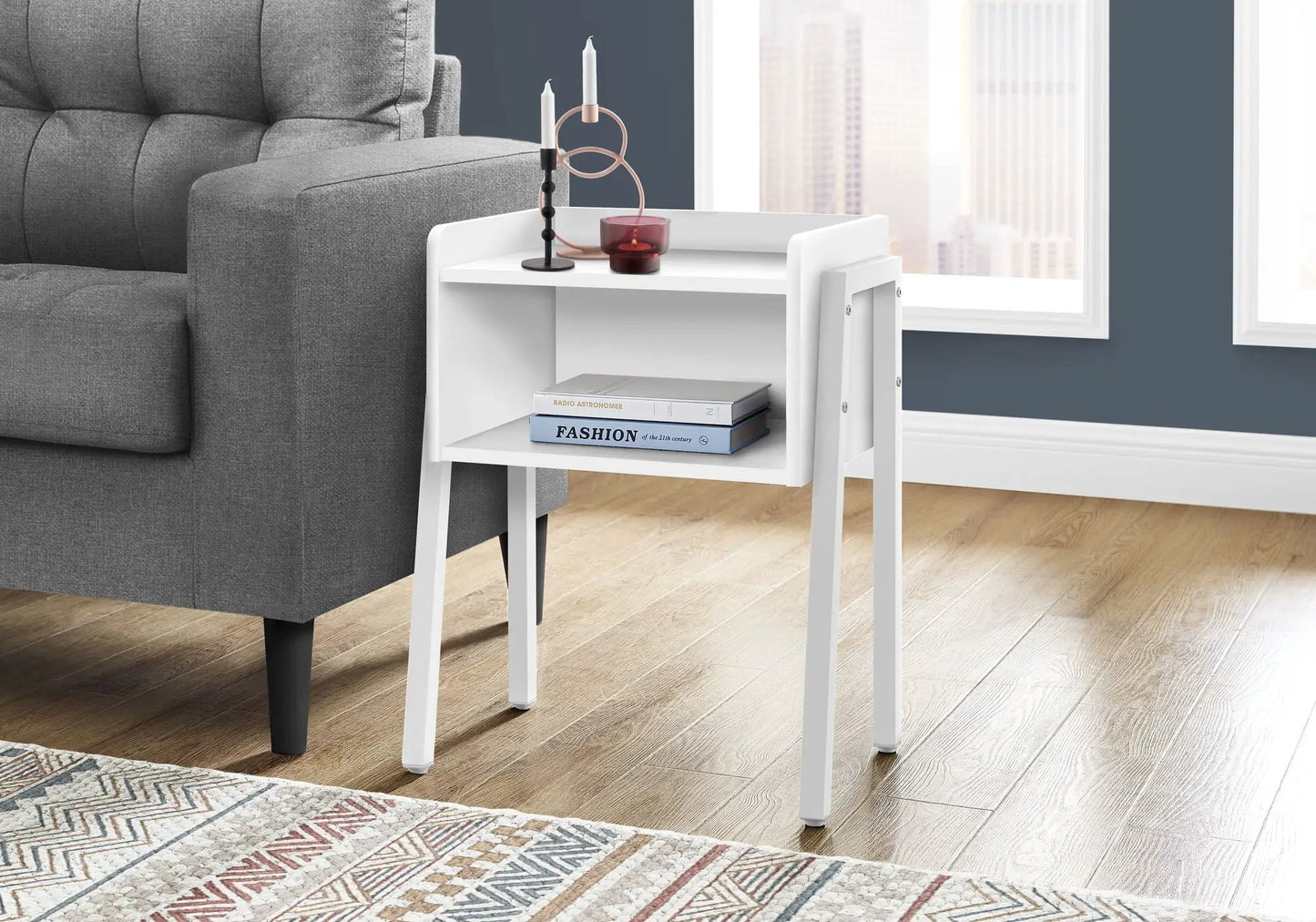 Accent Side Table, Reclaimed Wood Look, 2-Tier