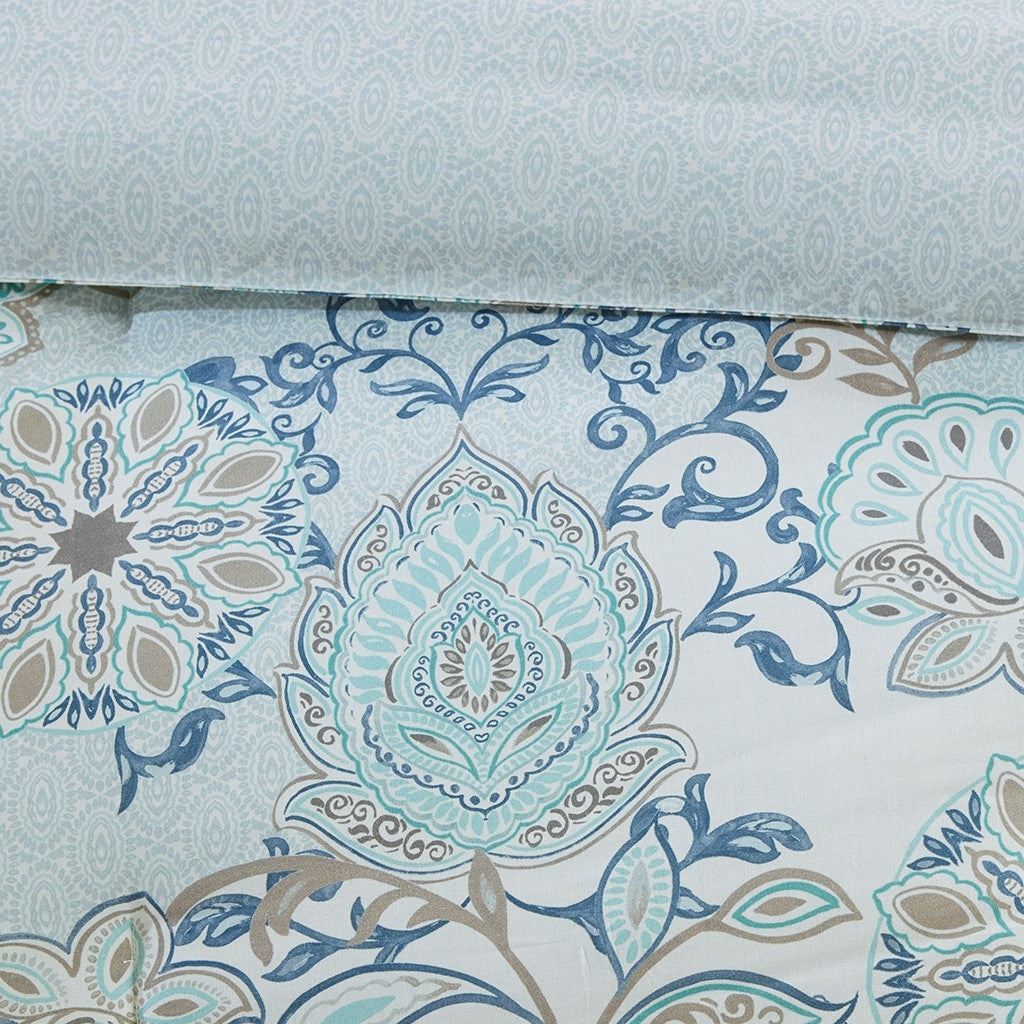 8 Piece Cotton Floral Reversible Comforter Set Blue by HouseOfZazla, Quilts & Comforters on Tampa Home & Garden Store