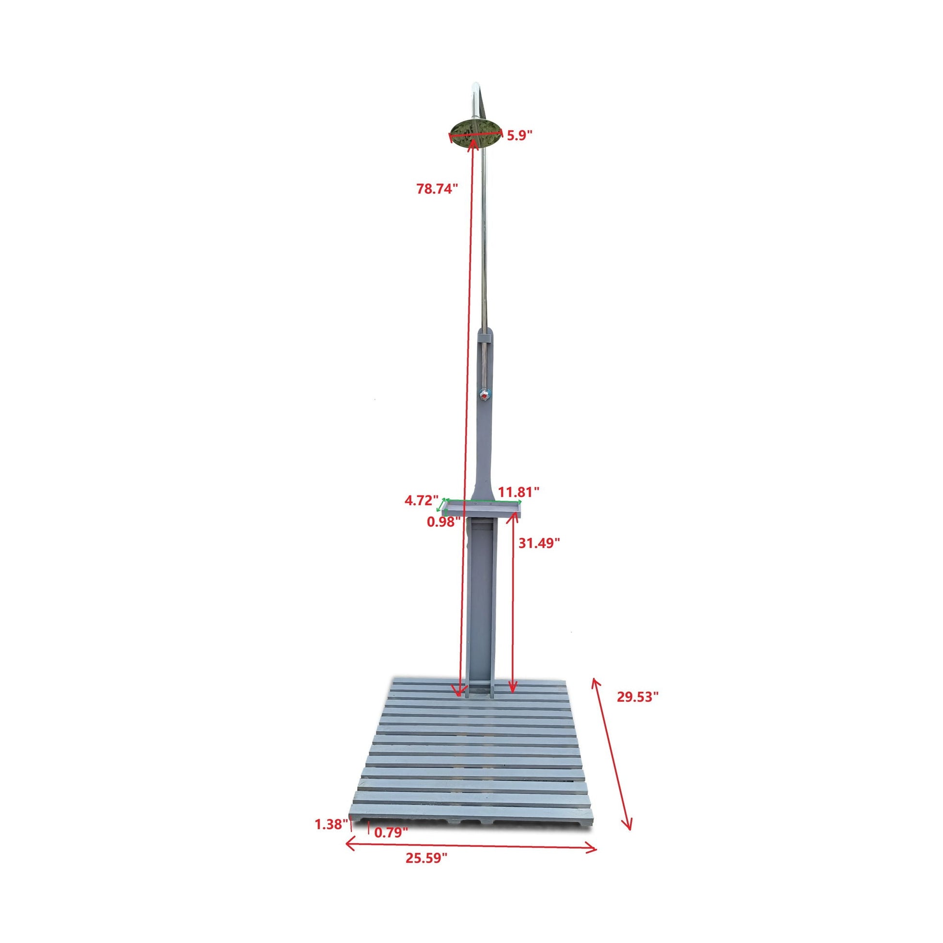 Outdoor garden pool shower with chassis board on gray metal post for patio on Tampa Home & Garden Store