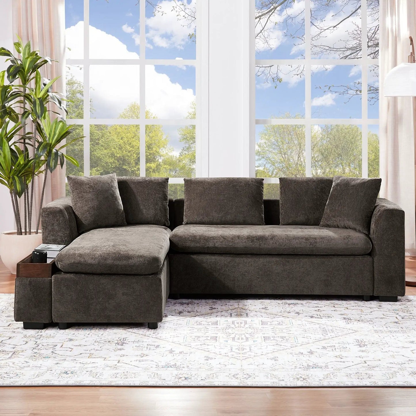 Modern L Shaped Sectional Sofa with Storage
