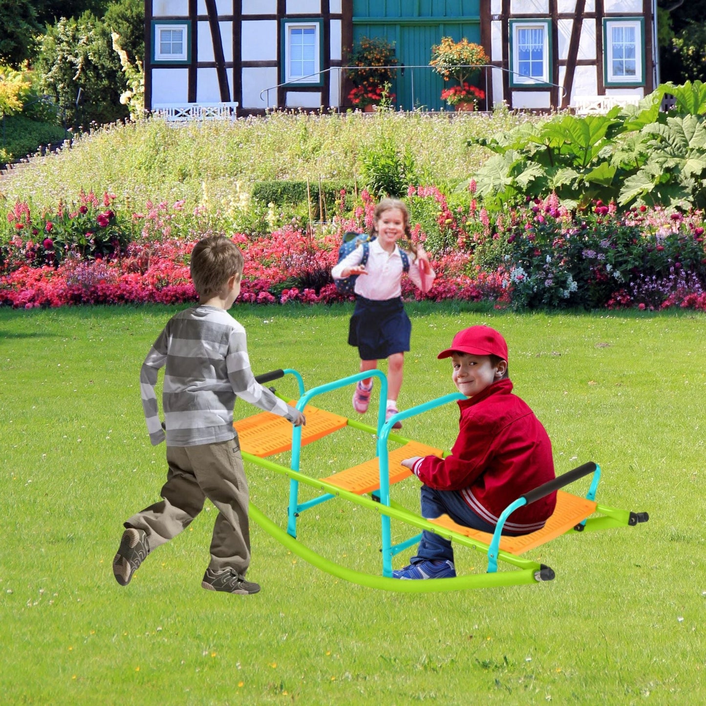 Kids Outdoor Seesaw and Plastic Rocker Board