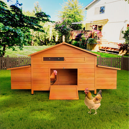 Large Wooden Chicken Coop with 2 Nesting Boxes