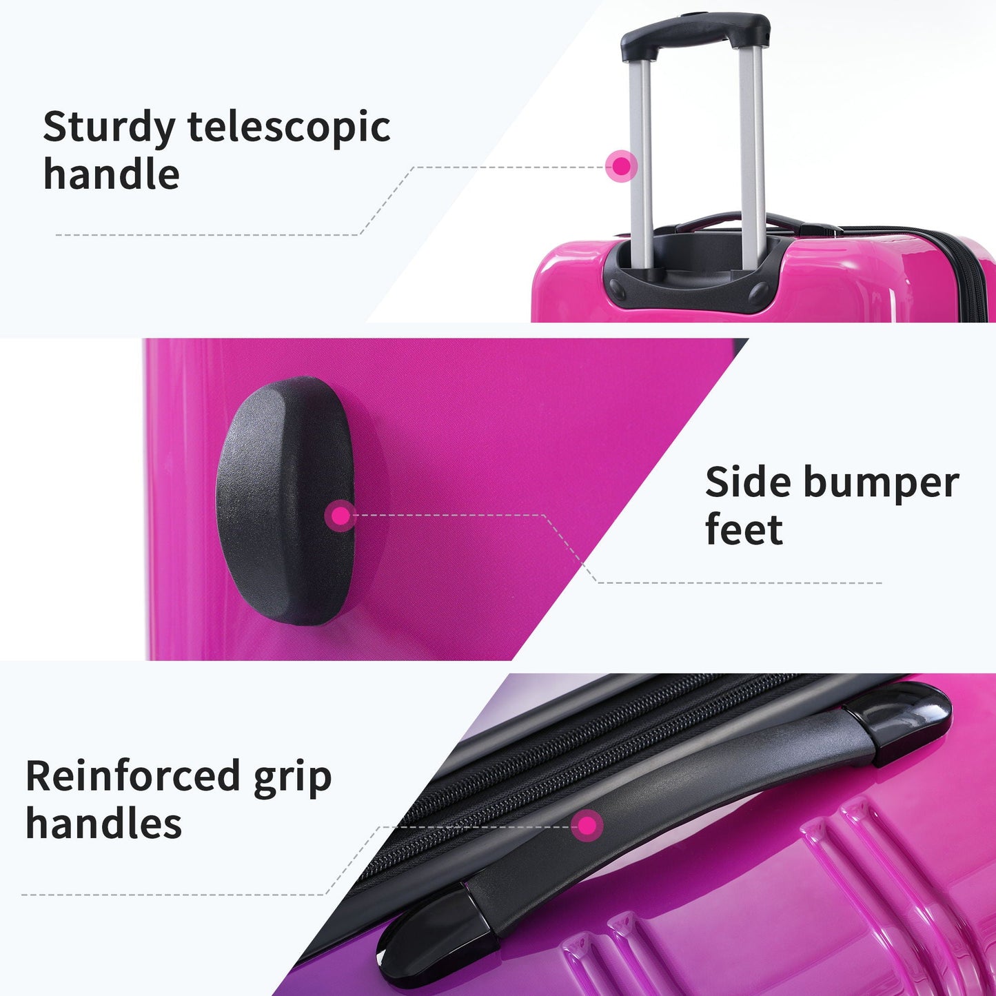 Pink hardshell luggage set 3-piece gradient expandable with spinner wheels TSA lock HouseOfZazla on Tampa Home & Garden Store