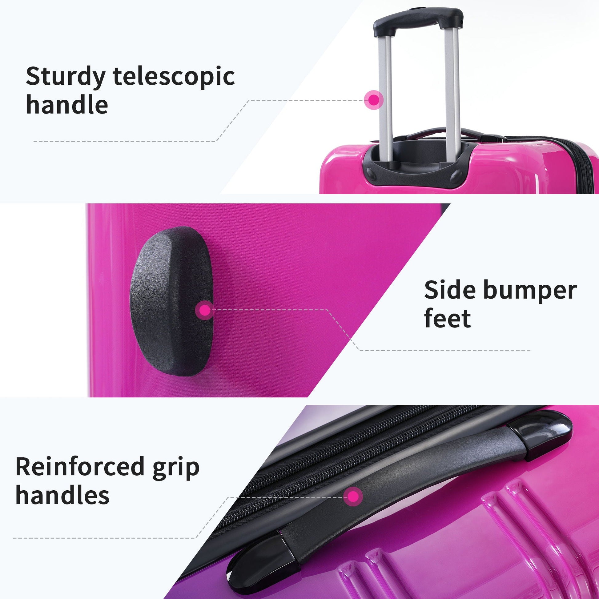 Pink hardshell luggage set 3-piece gradient expandable with spinner wheels TSA lock HouseOfZazla on Tampa Home & Garden Store