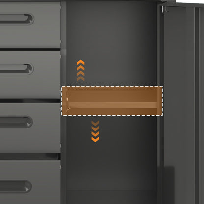 Sturdy steel tool storage cabinet with drawers and tall compartment in dark gray on Tampa Home & Garden Store