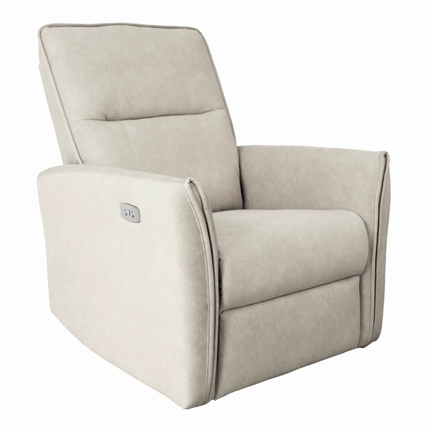 Asheville suede recliner chair beige upholstery padded arms Unique Piece Furniture on Tampa Home & Garden Store