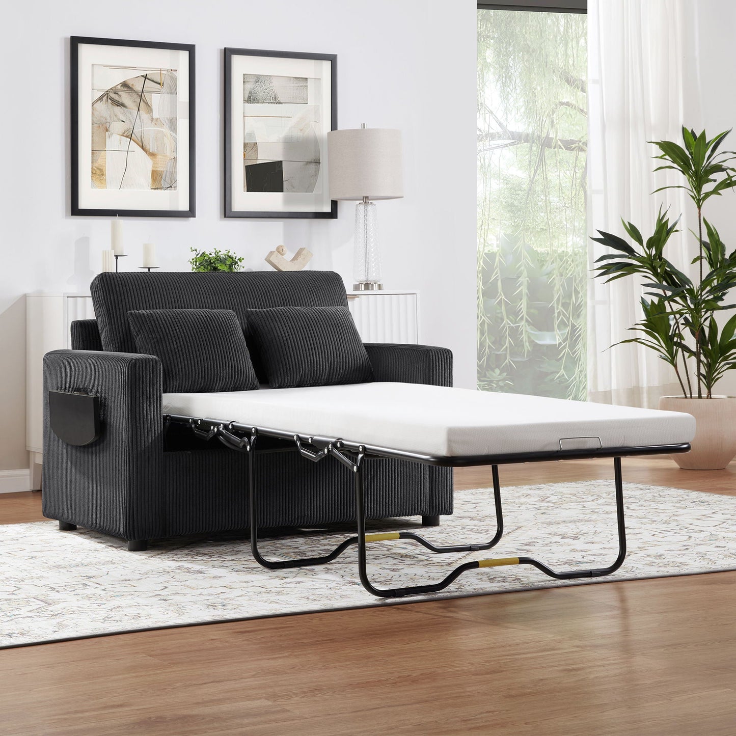 Foldable Sleeper Sofa with USB Ports and Storage