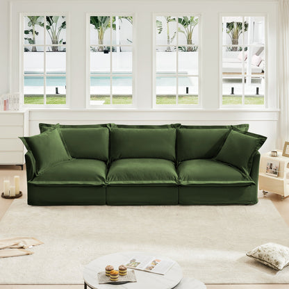 Modern Slipcovered Chenille And Comfortable Sofa