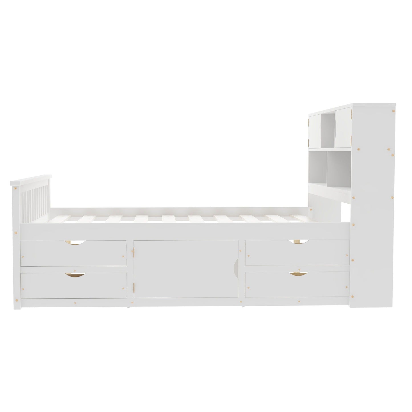 Captain Platform Bed Frame and Bookcase Headboard