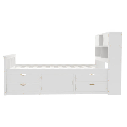 Captain Platform Bed Frame and Bookcase Headboard
