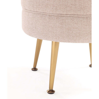 Bailey Upholstered Accent Ottoman soft pink textured fabric with gold tapered legs on Tampa Home & Garden Store