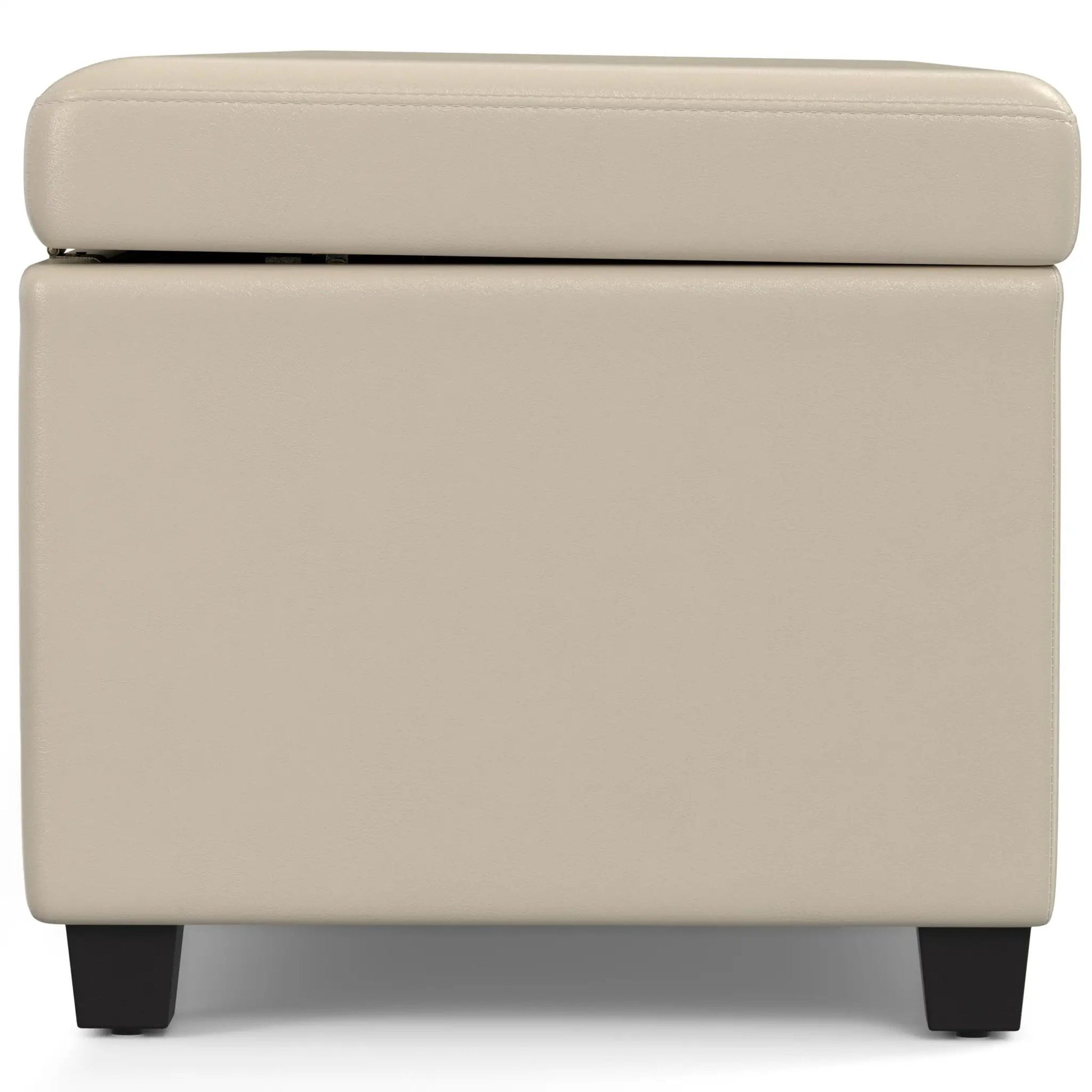 Avalon storage ottoman bench beige leather with dark legs by Unique Piece Furniture on Tampa Home & Garden Store
