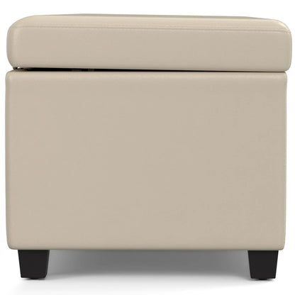 Avalon storage ottoman bench beige leather with dark legs by Unique Piece Furniture on Tampa Home & Garden Store