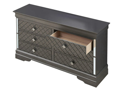 Verona dresser by Unique Piece Furniture; dark gray with diamond quilted front drawers on Tampa Home & Garden Store