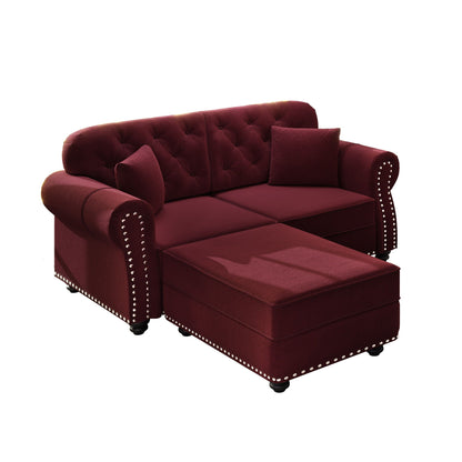 Upholstered Sofa Set with Nailhead and Pillows