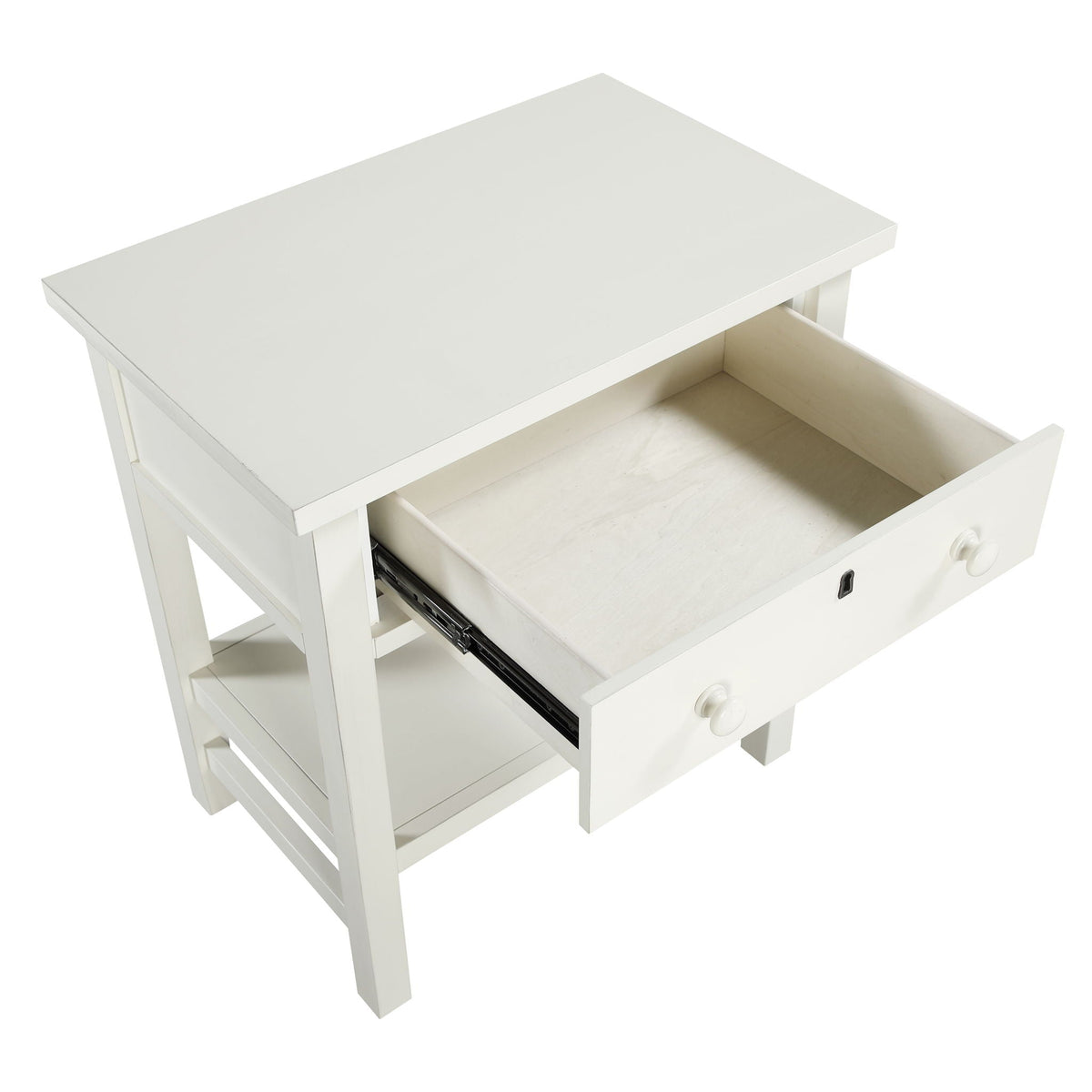 Finley 1-drawer storage nightstand with open shelf in white, HouseOfZazla accent nightstand on Tampa Home & Garden Store