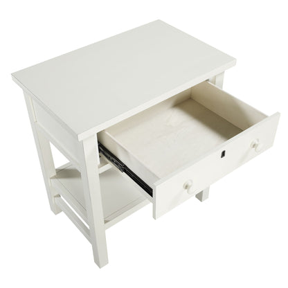 Finley 1-drawer storage nightstand with open shelf in white, HouseOfZazla accent nightstand on Tampa Home & Garden Store